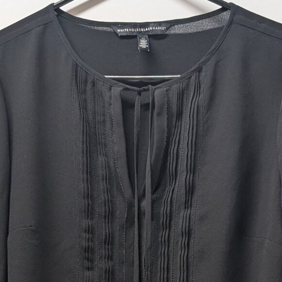 White House Black Market Maggie Pleated Sleeve Blouse in Black - Picture 6 of 14